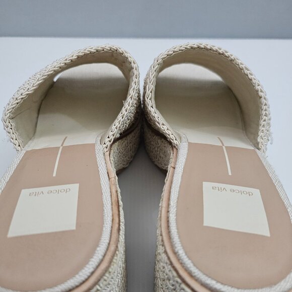 NEW Dolce Vita Ladin Wedge Womens 10 Ivory Cream Woven Platform Sandal Heels - Picture 9 of 12